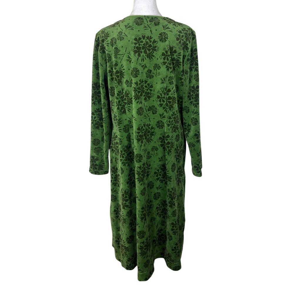 Gudrun Sjoden Velour Selma Button Dress Green Lagenlook Minimalist Size Medium - Picture 6 of 9